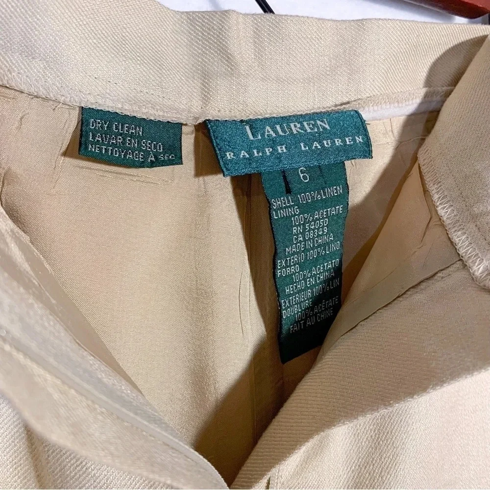Ralph Lauren 100% Linen High Rise Beige Pants - Picture 5 of 7